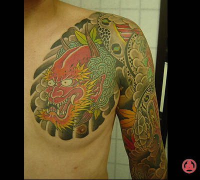 japanese tattoo art design with farious symbol design