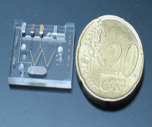 Tamaño real de un lab-on-a-chip