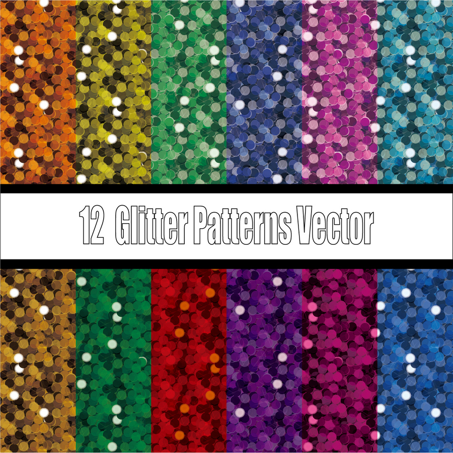 12 Glitter Patterns Vector
