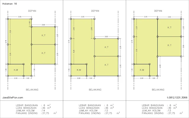 contoh denah rumah type 36