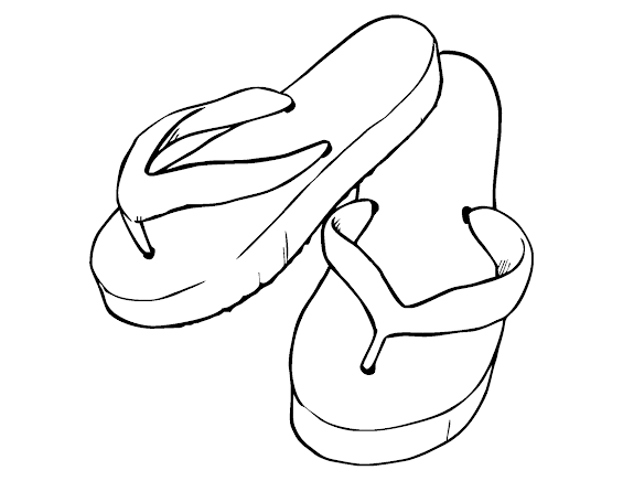 Mewarnai Gambar Sandal Jepit - Contoh Anak PAUD