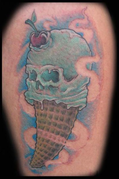 Scott Campbell is a famous tattoo artist who recently held an art exhibit. Ice Cream Tattoos