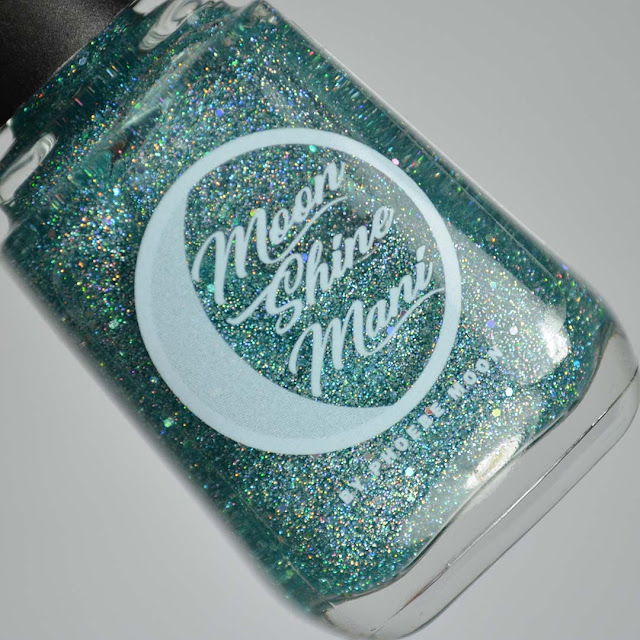 teal holographic glitter nail polish