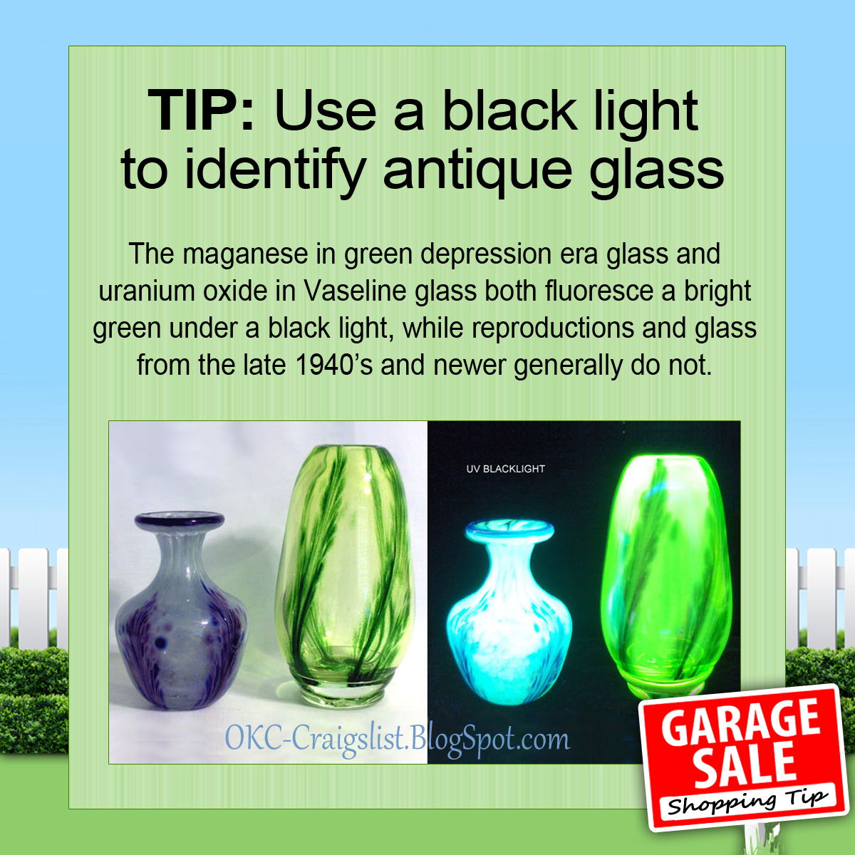 GARAGE SALE TIP: Use a Blacklight to Identify Antique Glass | OKC Craigslist Garage Sale Blog