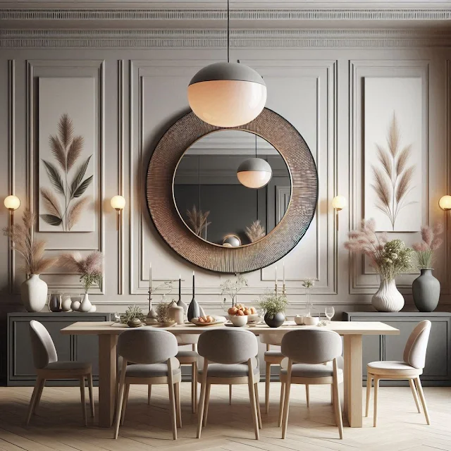 decoração clássica com espelho na sala de jantar