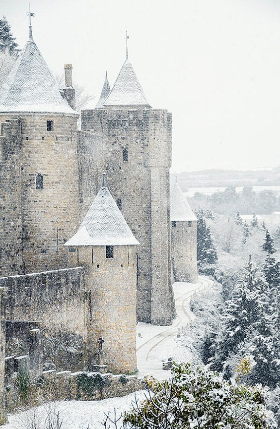 Medieval castle in the snow-Travel photography