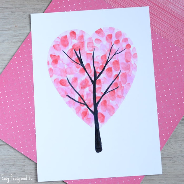 pink fingerprint tree valentine craft preschoolers and toddlers can make