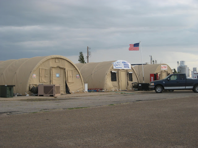 Temporary hospital tents in Greenburg, Kansas, following tornado. October 2007. Credit: Mzuriana.