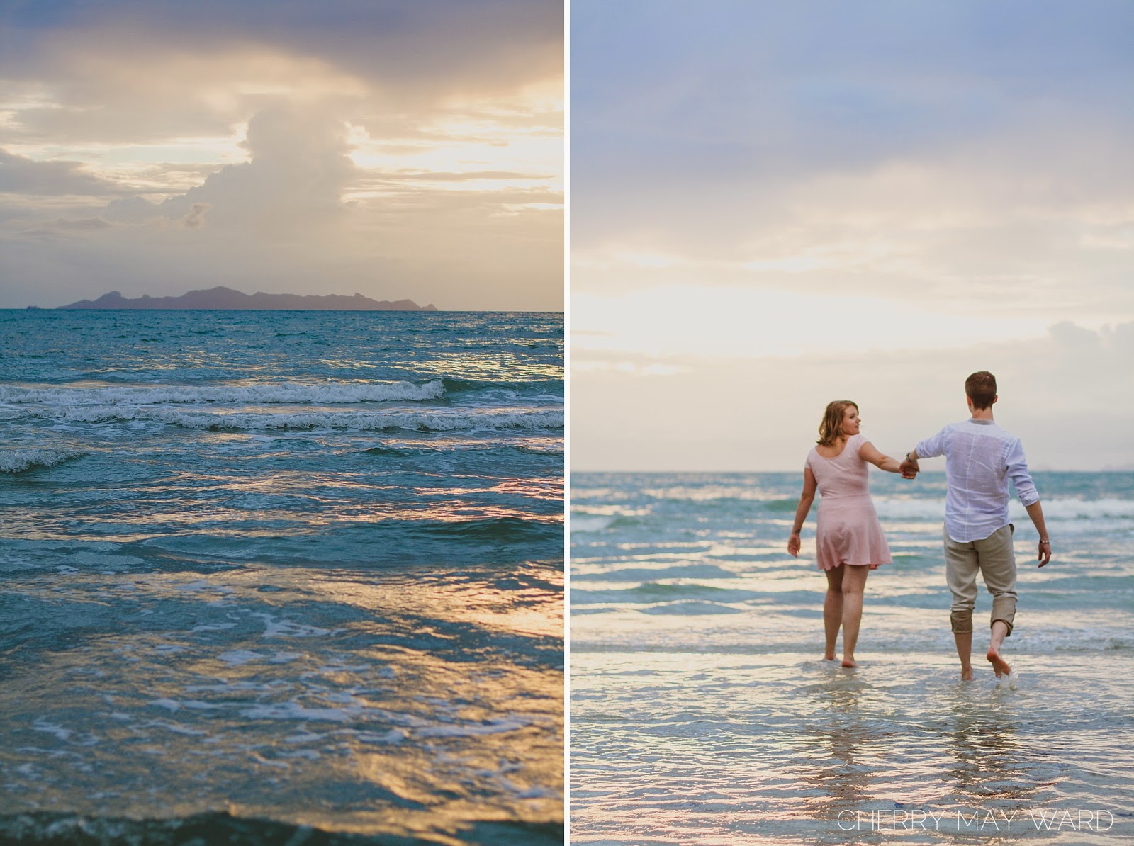 Engagement photos on the beach at sunset, Koh Samui sunset, sunset over the water, Thailand professional photography, Australian photographer in Thailand 