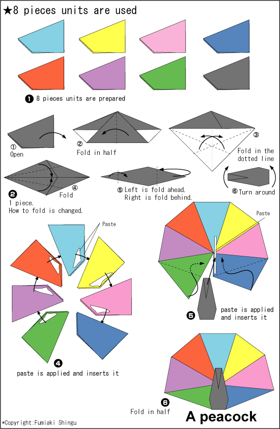 Origami A Peacock Instructions Easy Origami Instructions