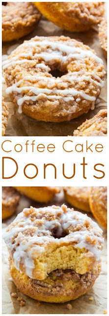 Coffee Cake Donuts with Vanilla Glaze