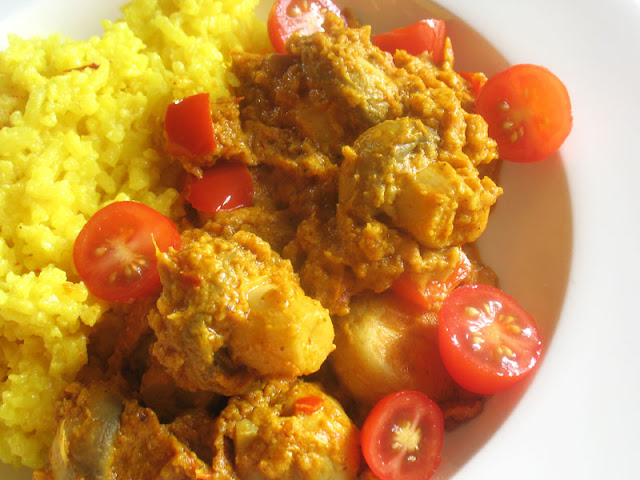 mushroom tikka masala with rice