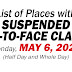 Places with Suspended F2F Classes on May 6, 2024 (See the list here)