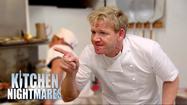 Kitchen Nightmares. Chef señálando y apuntando con el dedo