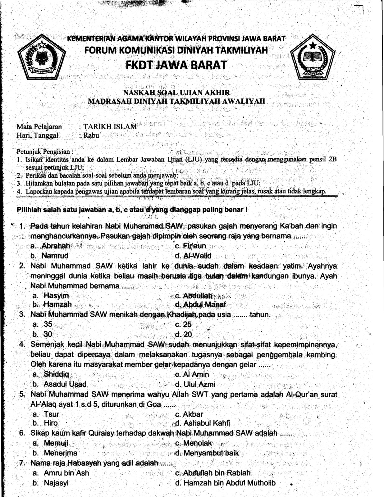 kunci jawaban soal ujian akhirml