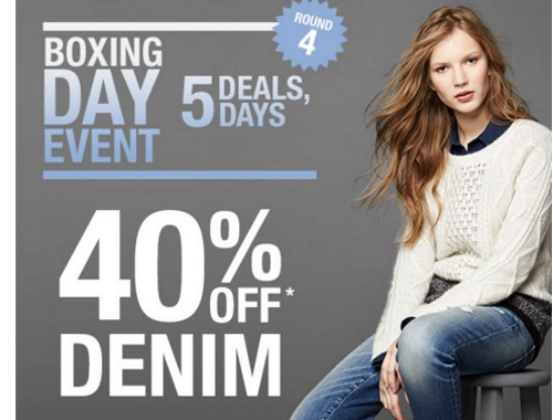 Gap Boxing Day Event 40% Off Denim + 30% Off Entire Purchase Promo Code