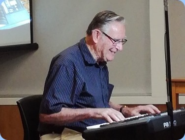 Roy Steen brought along his Korg Pa300 to play for us. Photo courtesy of Dennis Lyons.