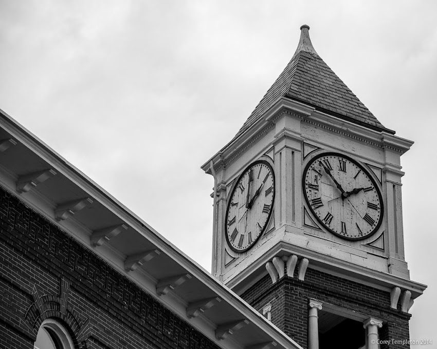 Woodfords Corner July Summer 2014 Portland, Maine USA Clock Tower black and white photo by Corey Templeton