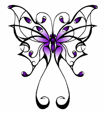Buterfly Tattoo design with beautiful purple color combination of black 