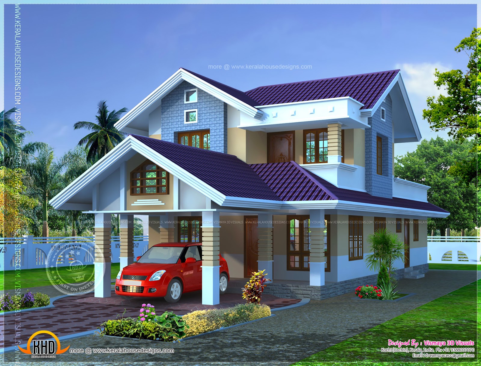  Narrow  lot  house  plan  Kerala home  design and floor plans  