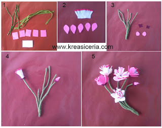 Tutorial membuat bunga sakura dari kain flanel