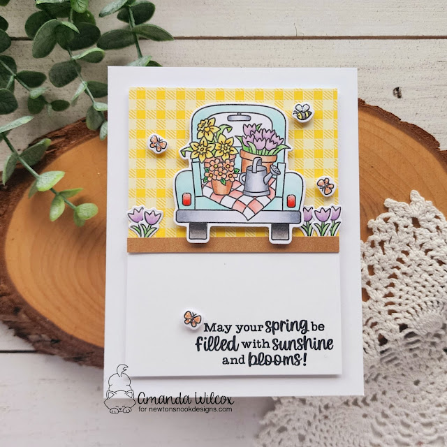 Spring Truck Card by Amanda Wilcox | Spring Haul Stamp Set and Spring Blooms Paper Pad by Newton's Nook Designs