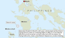 Three days after the disappearance on May 17, Philippines Civil Aviation Authority (CAAP) said debris of an airplane was found in the area. A bag containing Yapparcon’s identification cards and belongings have also been found.   “Our investigators are just on standby. They still could not assess the debris that was found May 20 and, without the rest of the wreckage, they are also not in a position to investigate,” Eric Apolonio, a spokesman for the Philippines Civil Aviation Authority (CAAP) said.  But Al-Sharif’s brother, Abdul Majeed, criticized what he described as “very weak” search efforts by Philippines authorities as well as the Saudi Embassy in Manila for its lack of help.      Ads    Efforts to find a missing Saudi aviation student and his instructor who went missing May 17 in the Philippines continued on Monday.  Eric Apolonio, a spokesman for the Philippines Civil Aviation Authority (CAAP), said Coast Guard teams, divers and technicians armed with sonar equipment from the Orient Flying School (OFS) had been deployed to scan the waters south of the town of San Jose in Occidental Mindoro.  They have yet to find the missing Beechcraft Baron 55 (BB-55) aircraft or its two occupants, Abdullah Khalid Al-Sharif, a 23-year-old student at the OFS, and his teacher, Capt. Jose Nelson Yapparcon.  The two were on a training flight when the BB-55 vanished from radar shortly after takeoff from San Jose airport. Apolonio said operations, now in their 10th day, might expand beyond the waters of the San Jose Strait, about 42 km from the coast, but that the search was being hampered by bad weather conditions.  Ads       Sponsored Links    Despite ongoing rescue operations and the flying school’s move to hire two private divers to search for the two, there is still no new development at all.  The Saudi Arabian pilot trainee went off the radar together with his flying instructor Nelson Yaparcon in the vicinity of Occidental Mindoro.  “There are efforts made by the Philippine government but they are very weak,” Abdul Majeed Al-Sharif, Abdullah’s older brother. The Saudi Embassy in the Philippines also does not show cooperation and support as described by the older brother of the pilot trainee. They even brought their own equipment, a sonar, to help with the rescue efforts.  The Philippine Navy, however, said that the crash site is beyond their technical divers’ capacity.  Saudi Foreign Ministry in a statement said that they are constantly following it up with the Embassy based in Manila to get the latest on the rescue operations.