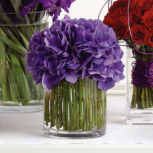 red and purple wedding centerpieces