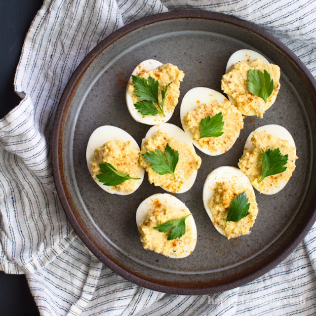 Chile Garlic Deviled Eggs