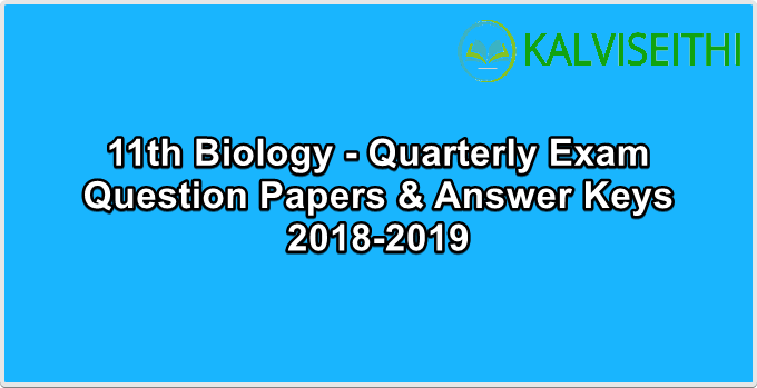 11th Bio-Zoology - Quarterly Exam Answer Keys 2018-2019 | Shri Vidhya Bharathi - (English Medium)