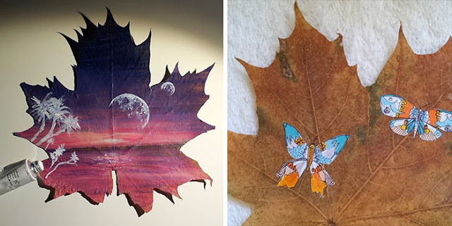 painting on maple leaves