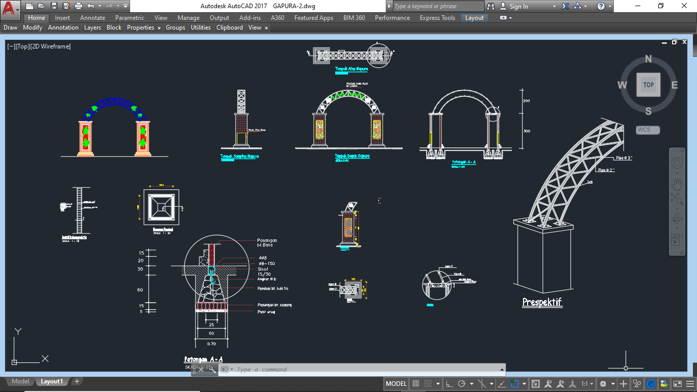Download Gambar Desain  Gapura  Format File Autocad  DWG 