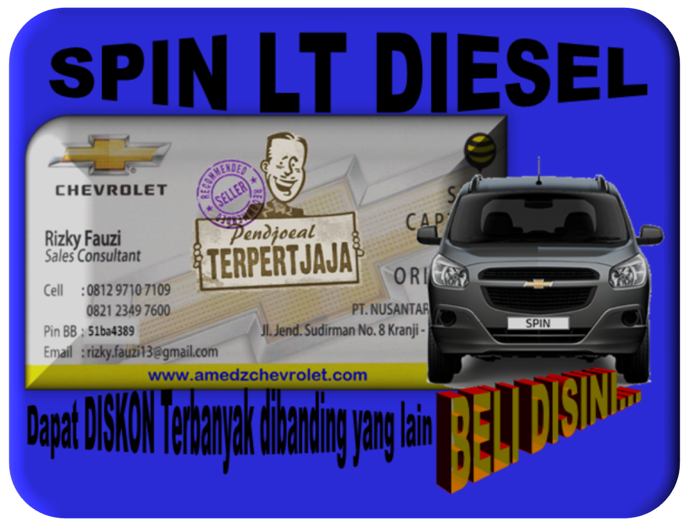 Promo Akhir Tahun Chevrolet Spin LT Diesel 0877 8015 0460
