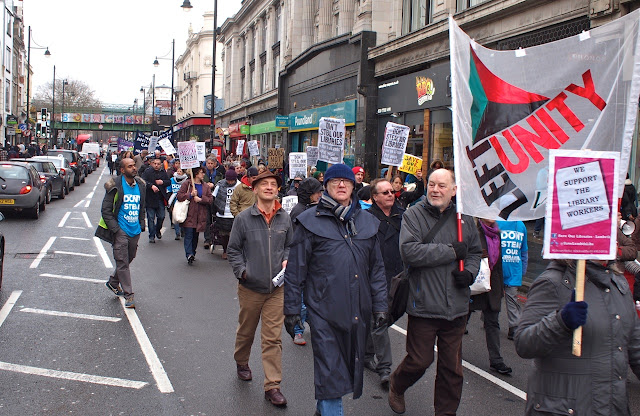 Save Lambeth Libraries march, against threat from Lambeth Council to turn two libraries into gyms,  in Brixton, Saturday 5 March 2016