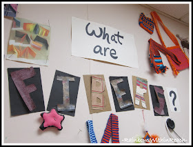 photo of: What are Fibers Bulletin Board in the Art Room (from Art Room RoundUP via RainbowsWithinReach) 