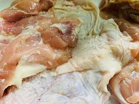 chicken thigh poked and cut