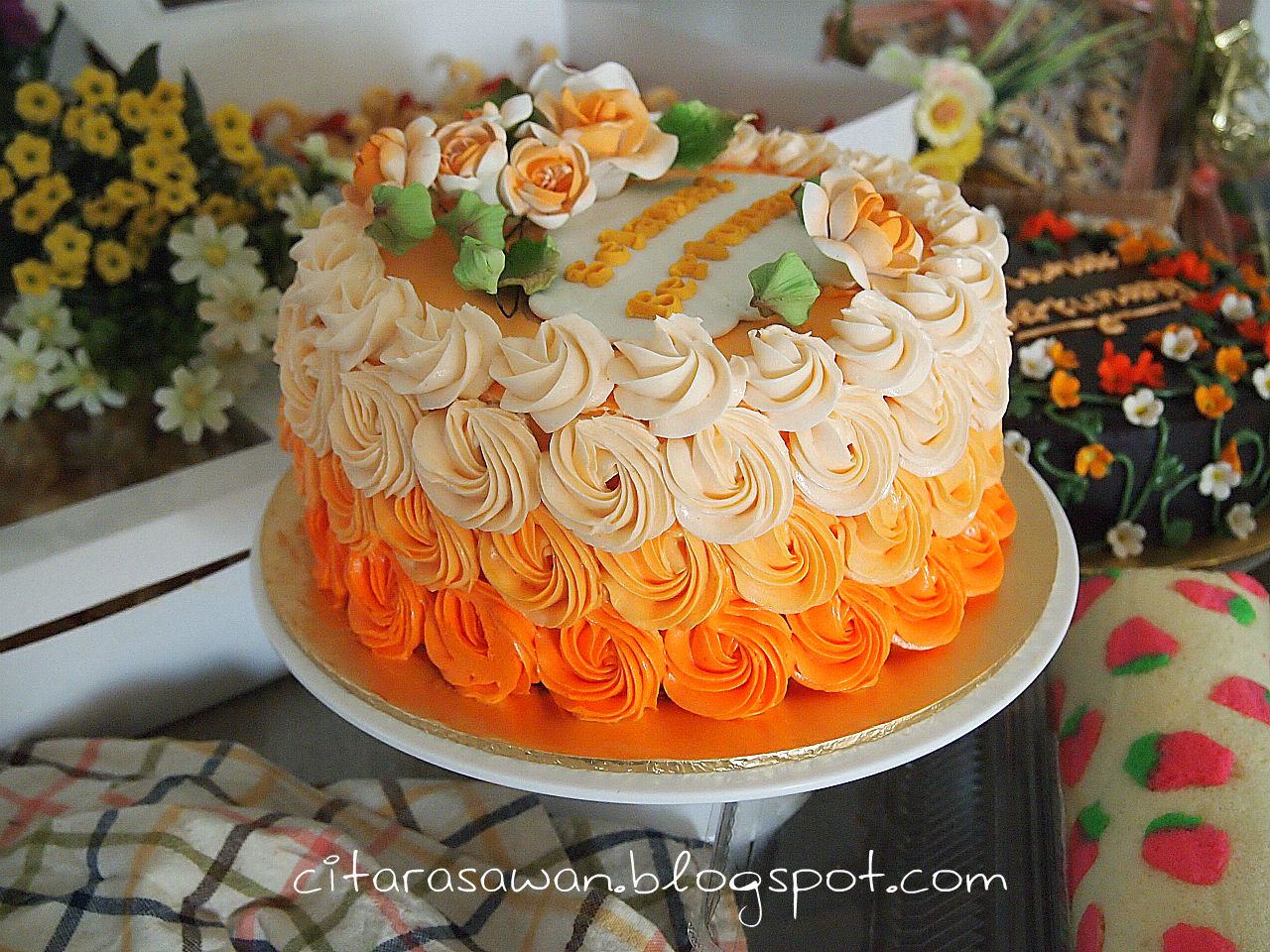 Tempahan Kek - Red Velvet Orange BC Ombre Rose ~ Blog Kakwan