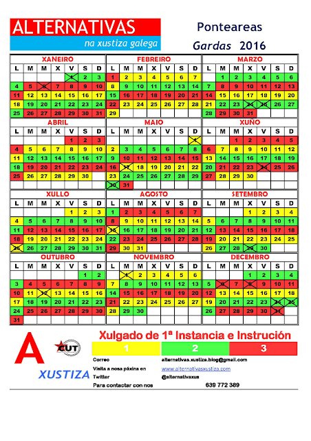 Ponteareas. Calendario gardas 2016