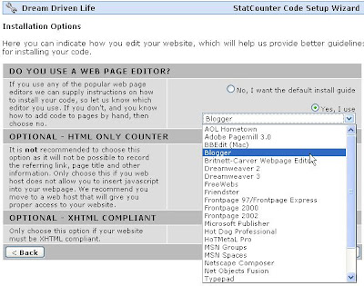 Statcounter choose Blogger