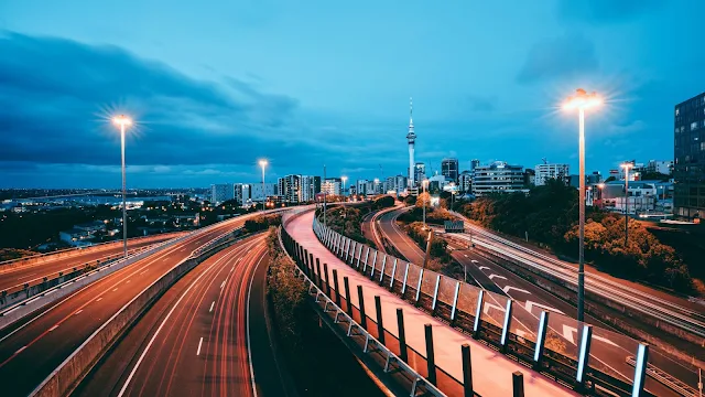 City, Road, Lights, Long Exposure, Buildings, Dusk