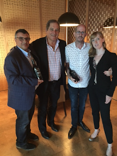 Winemaker Rick Sayre (second from left) with Winners of Wine Blending Competition Chef Eyal Liebman and Sommelière Rebecca Meïr-Liebman