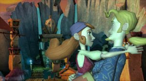 tales of monkey island screen shot boy and girl kissing