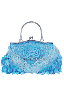 Blue Bead + Lace Flower Gentle Women Bag