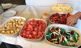 sliced fruit and jellys for chocolate fountain 