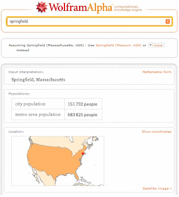 search for springfield in WolframAlpha.com