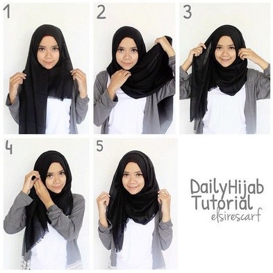 tutorial hijab segi empat sederhana