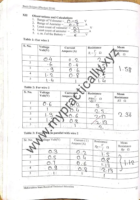 Parallel Law Of Resistances Practical Answer First Year - My Practically