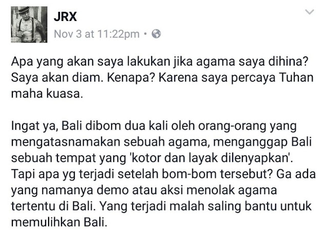 Jerinx SID Angkat Bicara Demo 4 November Ahok "Sangat Pekat Hanya Muatan Politik Saja"