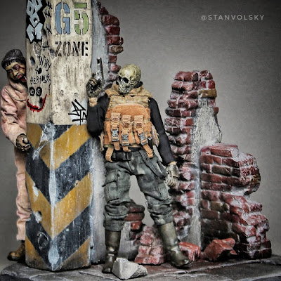 Photos with custom action figures based on action figures from 3A (ThreeA).