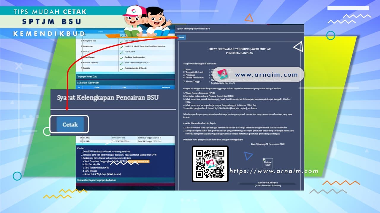 ARNAIM.COM - TIPS MUDAH CETAK SPTJM BSU KEMENDIKBUD - SPTJM BSU